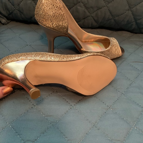 George sparkly gold 2” high heeled evening shoe - Picture 3 of 4
